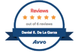 Avvo Reviews 5 Stars out of 6 reviews / Daniel E. De La Garza - Badge